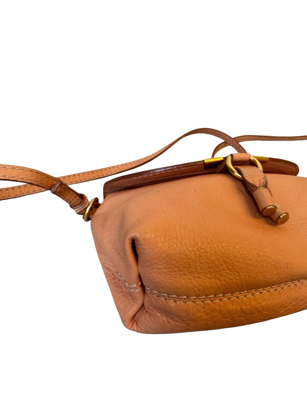 Chloe Apricot Pink Tan Brown  Leather Mini Marcie Crossbody Pouchette Bag Auth - Picture 9 of 14